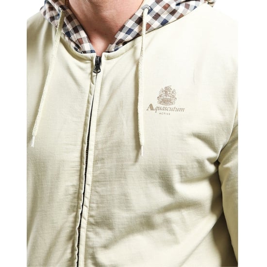 Sudadera Con Capucha Y Cremallera Aquascutum Active Fz Club Check Hood Beige - Image 3