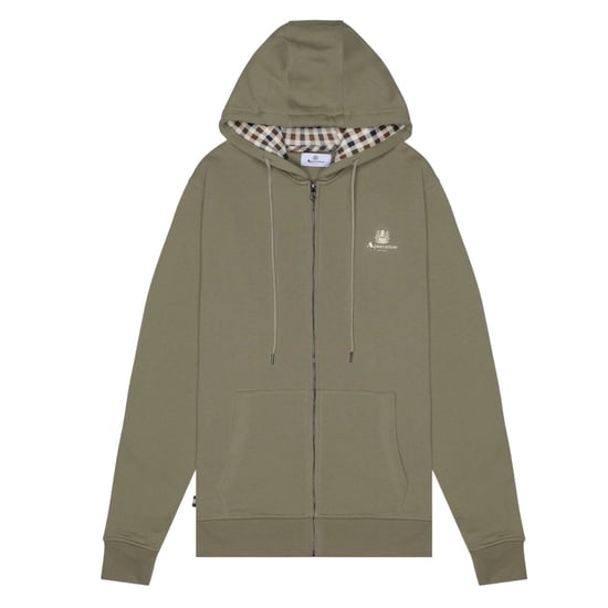 Sudadera Con Capucha Aquascutum Active Con Cremallera Completa Y Logotipo Pequeño, Color Verde Militar - Image 1