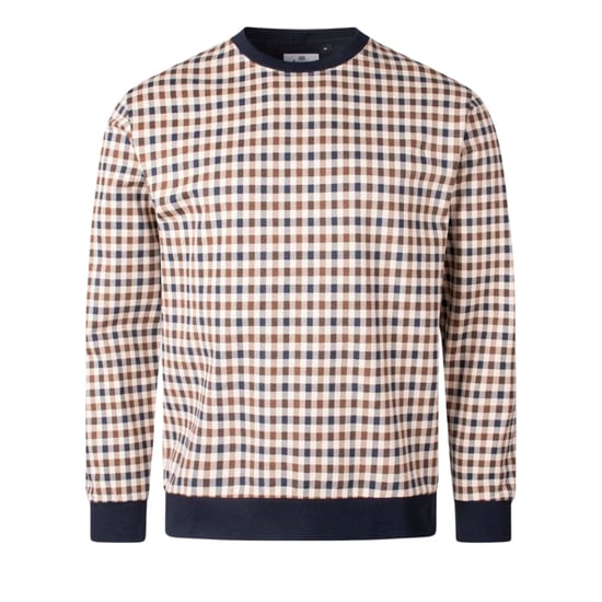 Sudadera Aquascutum Active Iconic Con Cuello Redondo Y Cuadros Beige - Image 1