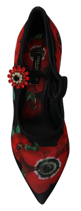 Zapatos de tacón Mary Jane con flores de amapolas - Image 4