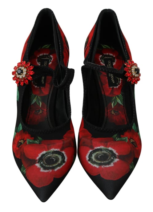 Zapatos de tacón Mary Jane con flores de amapolas - Image 5