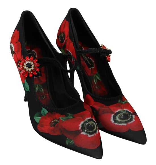 Zapatos de tacón Mary Jane con flores de amapolas - Image 6