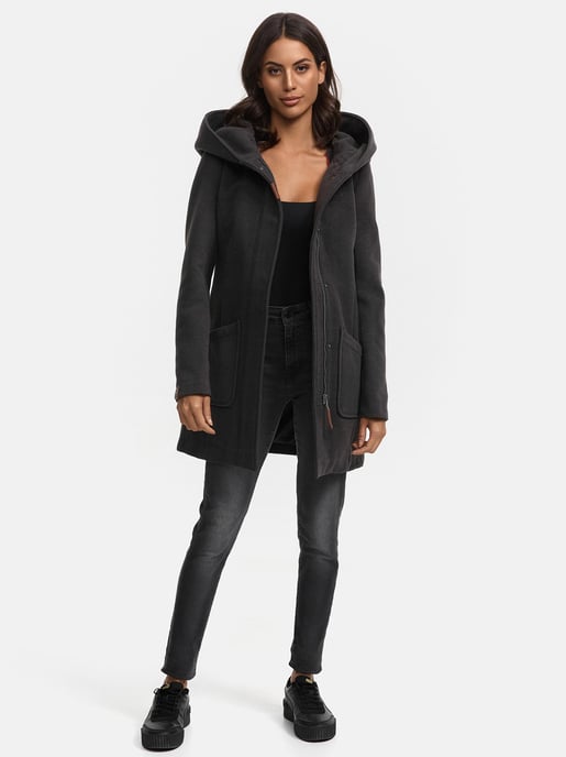 Abrigo de invierno Marikoo para mujer con capucha y corte entallado - Image 1