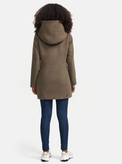 Abrigo de invierno Marikoo para mujer con capucha y corte entallado - Image 4