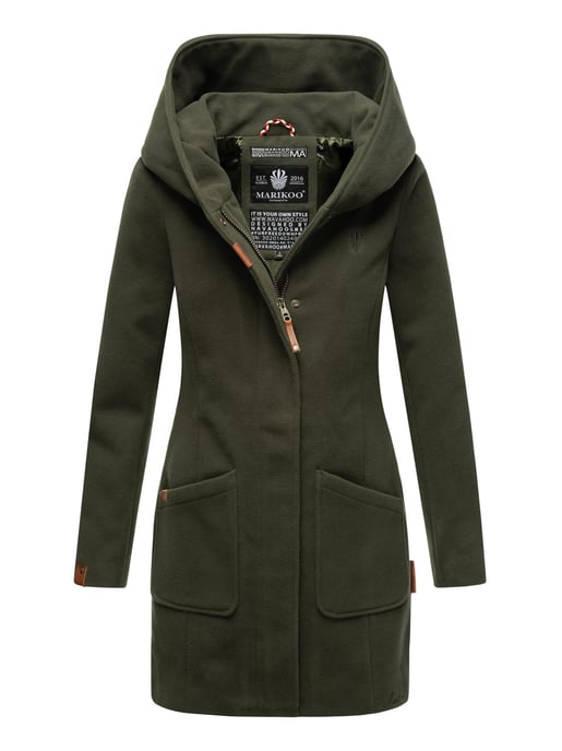 Abrigo de invierno Marikoo para mujer con capucha y corte entallado - Image 5