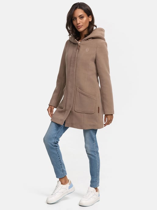 Abrigo de invierno Marikoo para mujer con capucha y corte entallado - Image 3