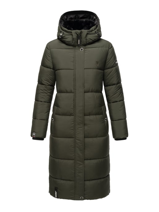 Marikoo abrigo de invierno mujer – Largo acolchado con capucha desmontable - Image 2