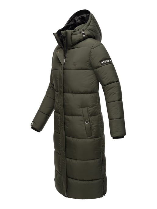 Marikoo abrigo de invierno mujer – Largo acolchado con capucha desmontable - Image 3