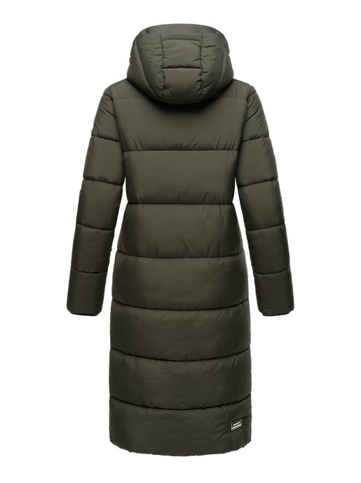 Marikoo abrigo de invierno mujer – Largo acolchado con capucha desmontable - Image 4