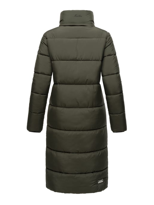 Marikoo abrigo de invierno mujer – Largo acolchado con capucha desmontable - Image 5