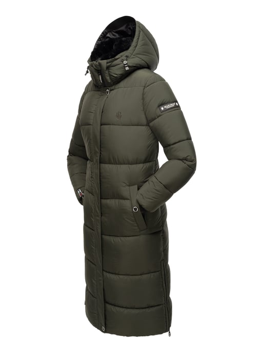 Marikoo abrigo de invierno mujer – Largo acolchado con capucha desmontable - Image 6