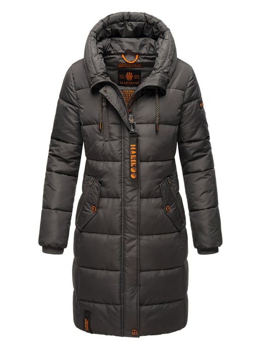 Marikoo abrigo de invierno mujer – Largo acolchado con capucha y bolsillos - Image 2