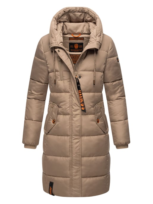 Marikoo abrigo de invierno mujer – Largo acolchado con capucha y bolsillos - Image 1