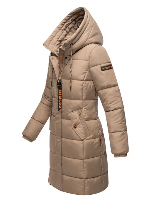 Marikoo abrigo de invierno mujer – Largo acolchado con capucha y bolsillos - Image 3