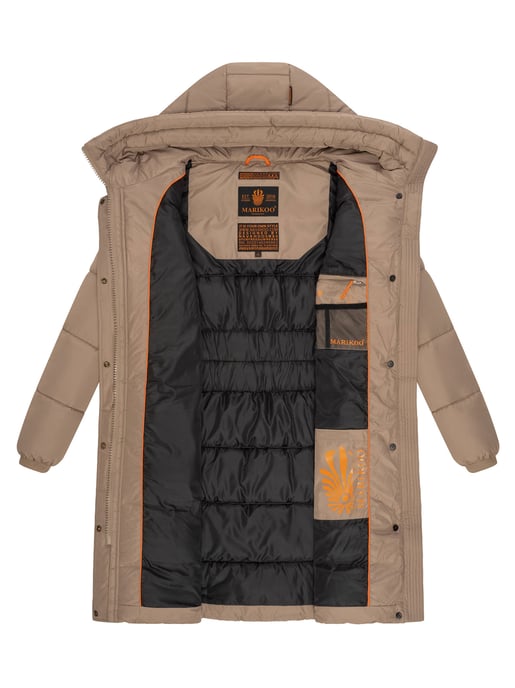 Marikoo abrigo de invierno mujer – Largo acolchado con capucha y bolsillos - Image 5