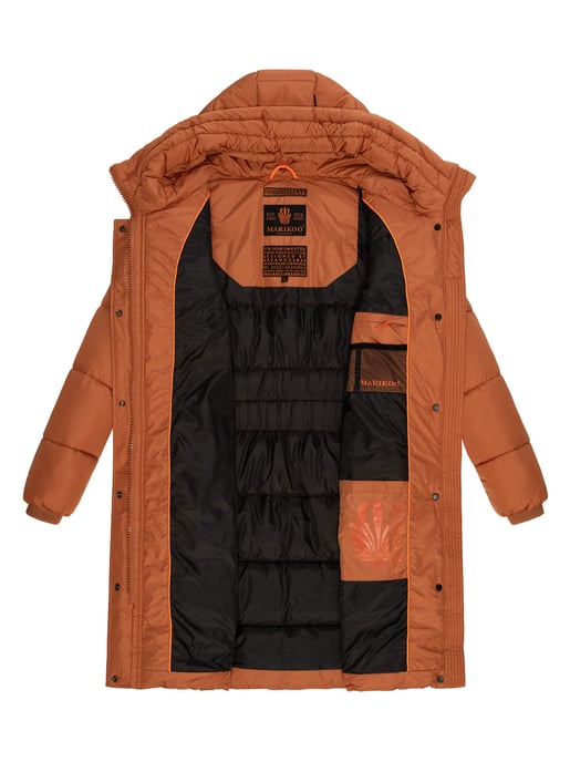 Marikoo abrigo de invierno mujer – Largo acolchado con capucha y bolsillos - Image 6