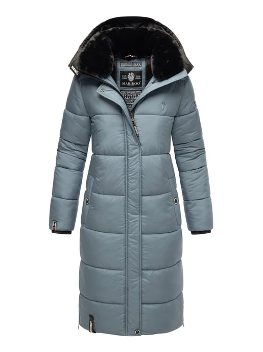 Marikoo abrigo de invierno mujer – Largo acolchado con capucha desmontable - Image 1