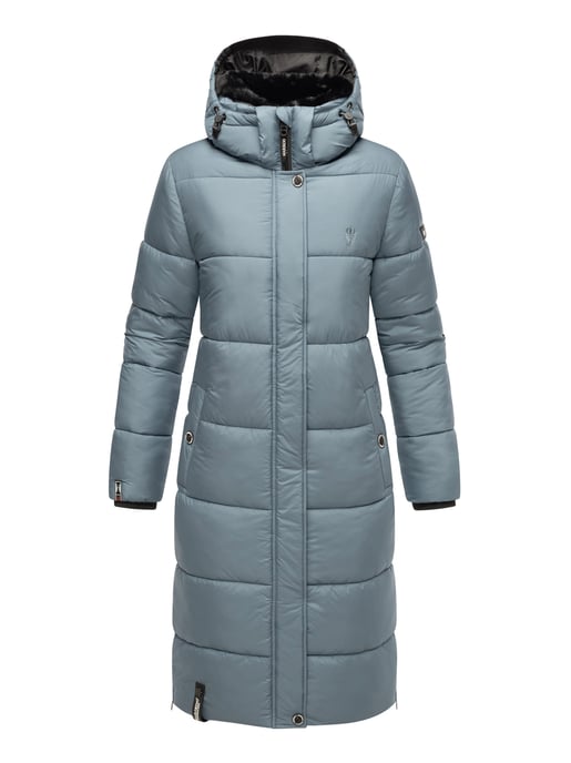 Marikoo abrigo de invierno mujer – Largo acolchado con capucha desmontable - Image 2