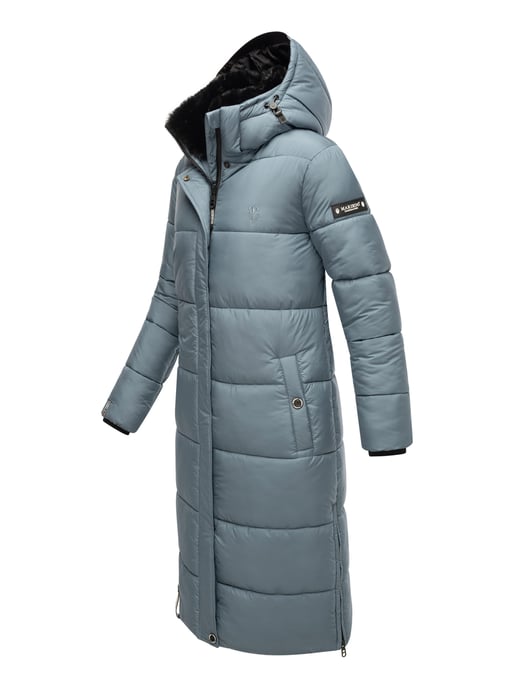 Marikoo abrigo de invierno mujer – Largo acolchado con capucha desmontable - Image 3