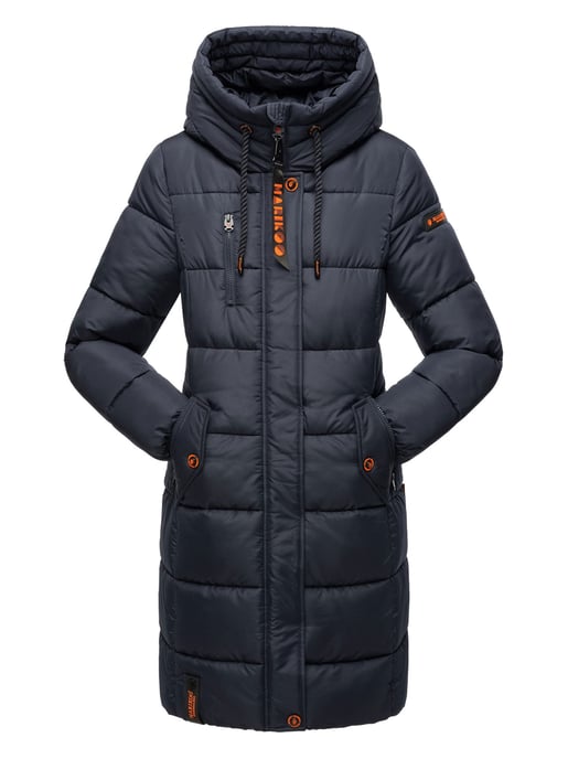 Marikoo abrigo de invierno mujer – Largo acolchado con capucha y bolsillos - Image 2