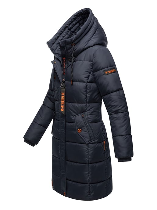 Marikoo abrigo de invierno mujer – Largo acolchado con capucha y bolsillos - Image 3