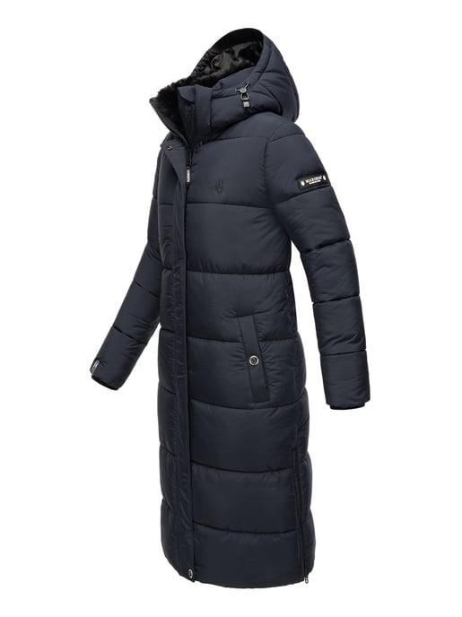 Marikoo abrigo de invierno mujer – Largo acolchado con capucha desmontable - Image 2