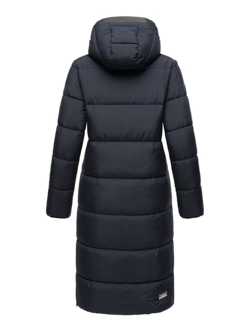 Marikoo abrigo de invierno mujer – Largo acolchado con capucha desmontable - Image 3