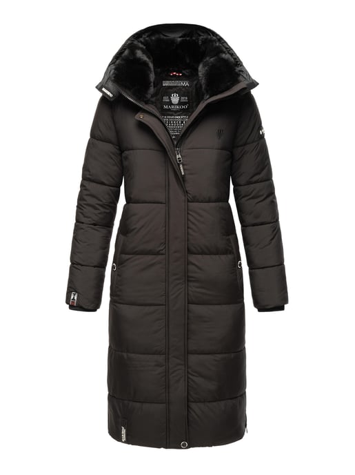 Marikoo abrigo de invierno mujer – Largo acolchado con capucha desmontable - Image 1