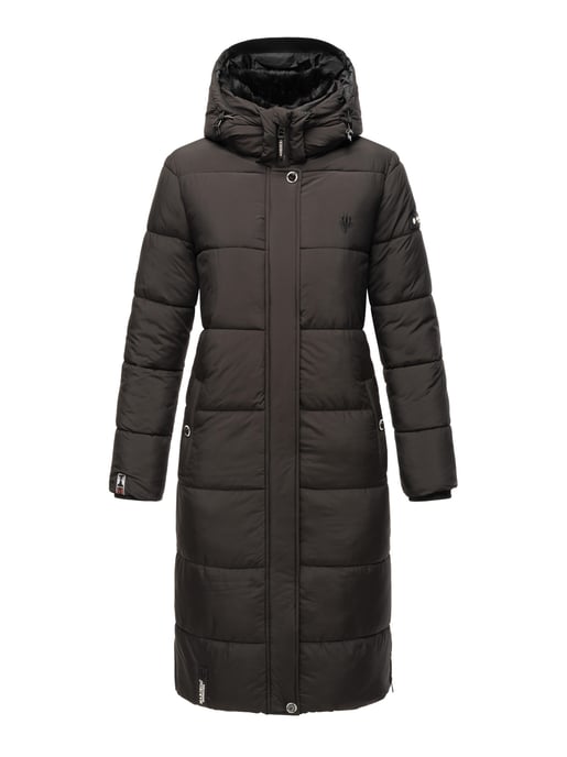 Marikoo abrigo de invierno mujer – Largo acolchado con capucha desmontable - Image 2