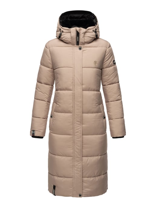 Marikoo abrigo de invierno mujer – Largo acolchado con capucha desmontable - Image 2