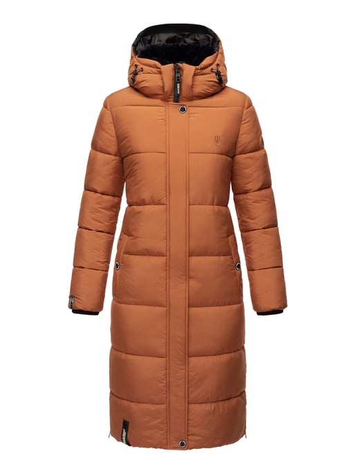 Marikoo abrigo de invierno mujer – Largo acolchado con capucha desmontable - Image 2