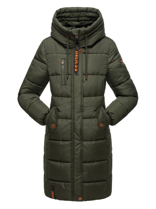 Marikoo abrigo de invierno mujer – Largo acolchado con capucha y bolsillos - Image 1