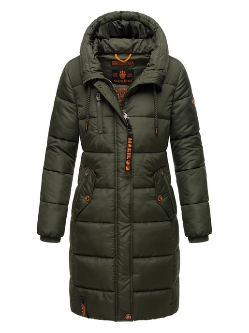 Marikoo abrigo de invierno mujer – Largo acolchado con capucha y bolsillos - Image 2