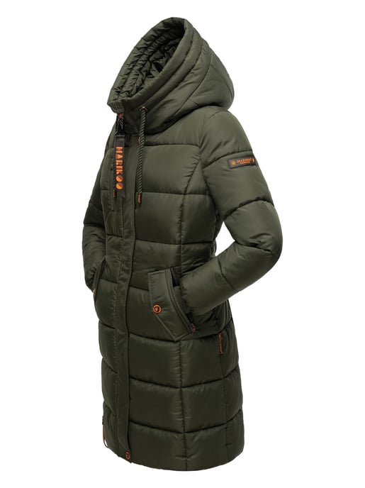 Marikoo abrigo de invierno mujer – Largo acolchado con capucha y bolsillos - Image 4