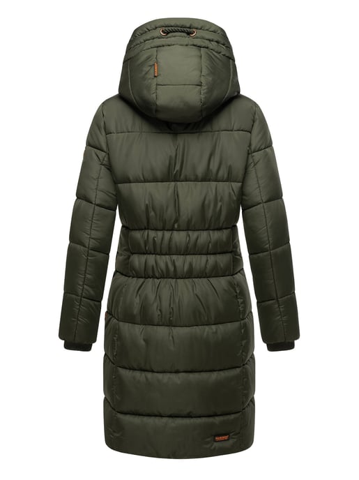 Marikoo abrigo de invierno mujer – Largo acolchado con capucha y bolsillos - Image 5