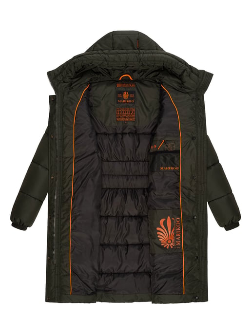 Marikoo abrigo de invierno mujer – Largo acolchado con capucha y bolsillos - Image 6