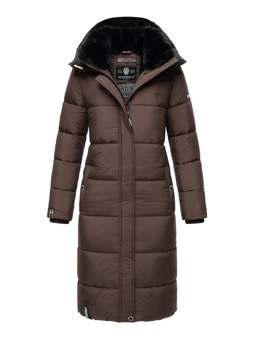 Marikoo abrigo de invierno mujer – Largo acolchado con capucha desmontable - Image 1