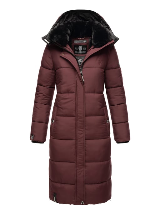 Marikoo abrigo de invierno mujer – Largo acolchado con capucha desmontable - Image 1