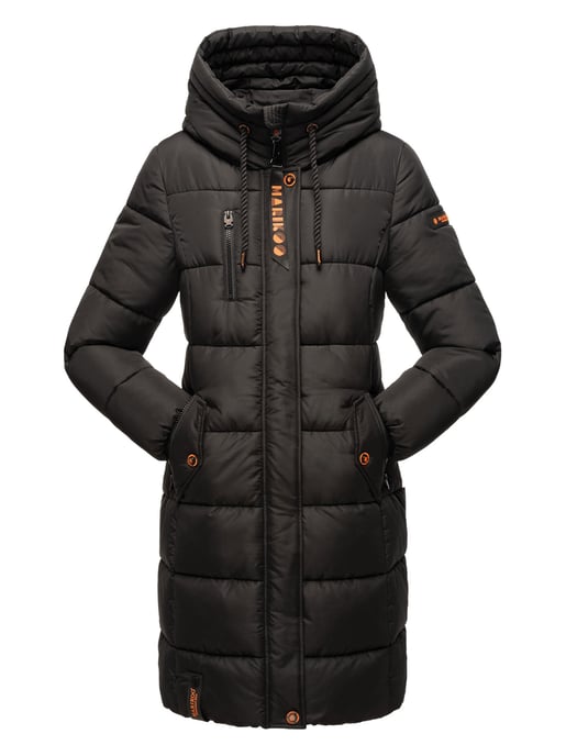 Marikoo abrigo de invierno mujer – Largo acolchado con capucha y bolsillos - Image 1