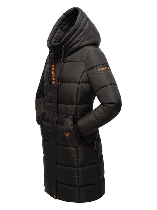 Marikoo abrigo de invierno mujer – Largo acolchado con capucha y bolsillos - Image 3