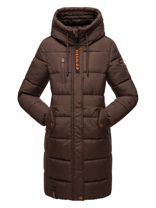 Marikoo abrigo de invierno mujer – Largo acolchado con capucha y bolsillos - Image 1