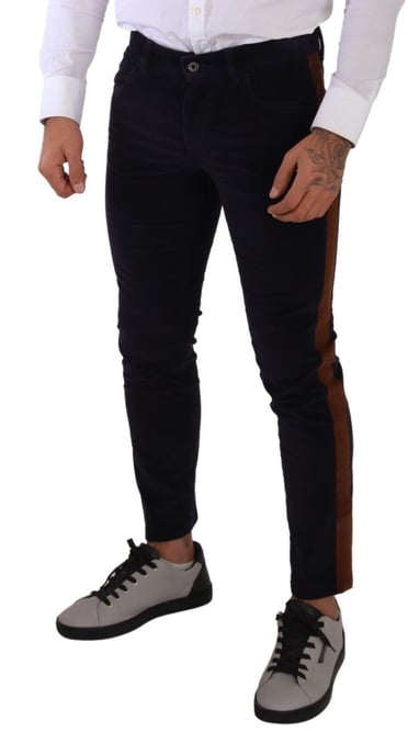 Pantalones de corduroy informales con rayas laterales - Image 3