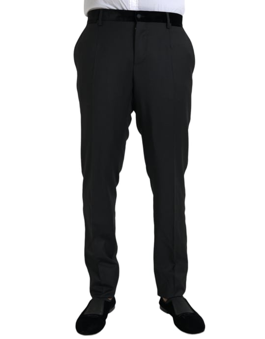 Pantalones de corte clásico con cinturilla de terciopelo - Image 1