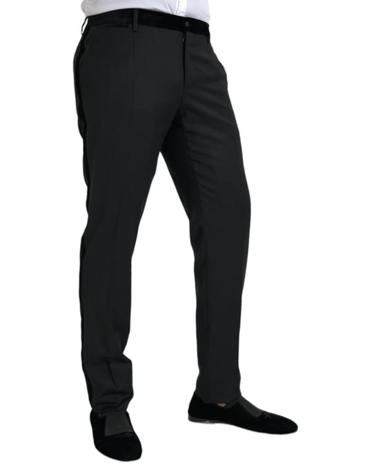 Pantalones de corte clásico con cinturilla de terciopelo - Image 2