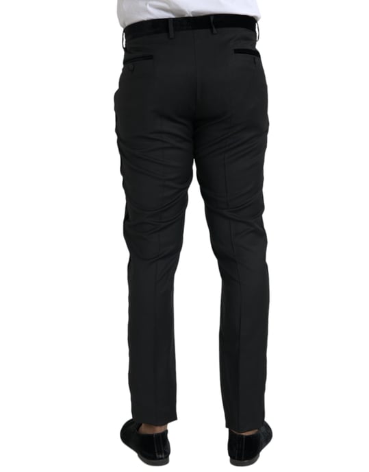 Pantalones de corte clásico con cinturilla de terciopelo - Image 3
