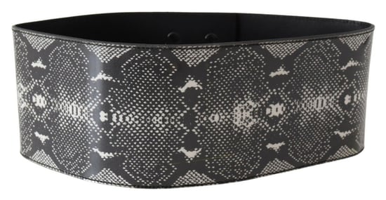 Cinturón de Cintura de Cuero Negro con Diseño de Piel de Serpiente Ancha Ermanno Scervino - Image 1