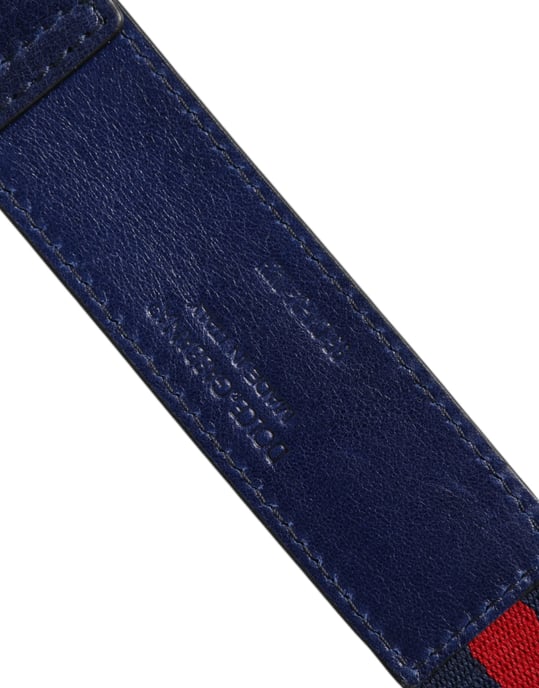 Cinturón de algodón y cuero azul con hebilla metálica impresa de Dolce & Gabbana - Image 6