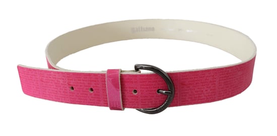 Cinturón de hebilla redonda con diseño de logo en letra de cuero rosa John Galliano - Image 3
