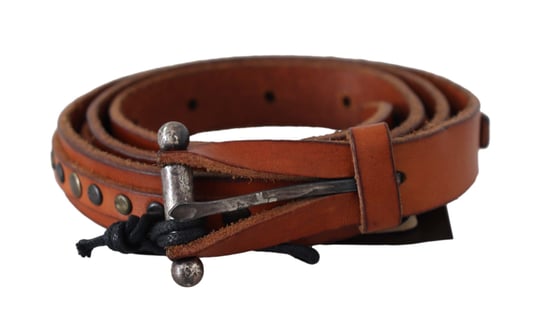 Cinturón de Cuero Marrón Genuine Scervino Street con Hebilla de Plata Rústica - Image 3