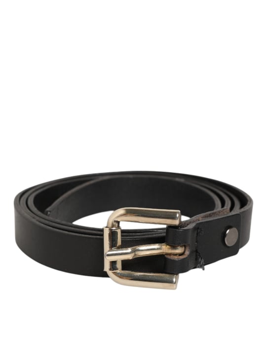 Cinturón de Hombre GF Ferre de Cuero Negro con Hebilla Dorada Slim - Image 2